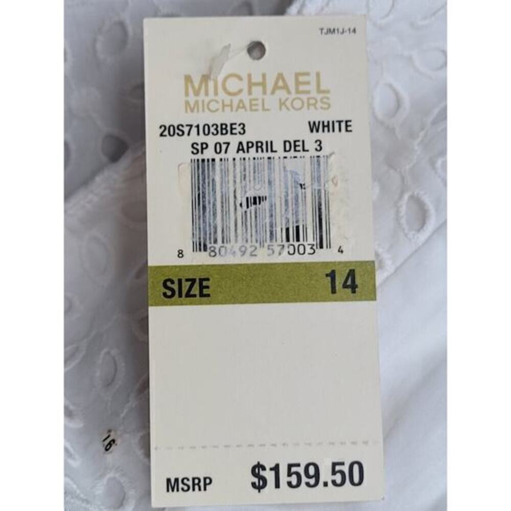 Michael Kors White Eyelet Lace Short Sleeve‎ Open Cropped Swing Jacket - Picture 12 of 14